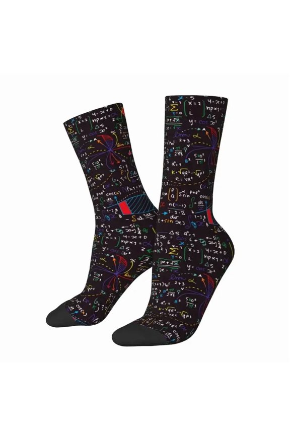 Novelty Men's Physics Equations Dress Socks Warm Comfortable 3D Printing Math Science Teacher Geometric Gift Crew