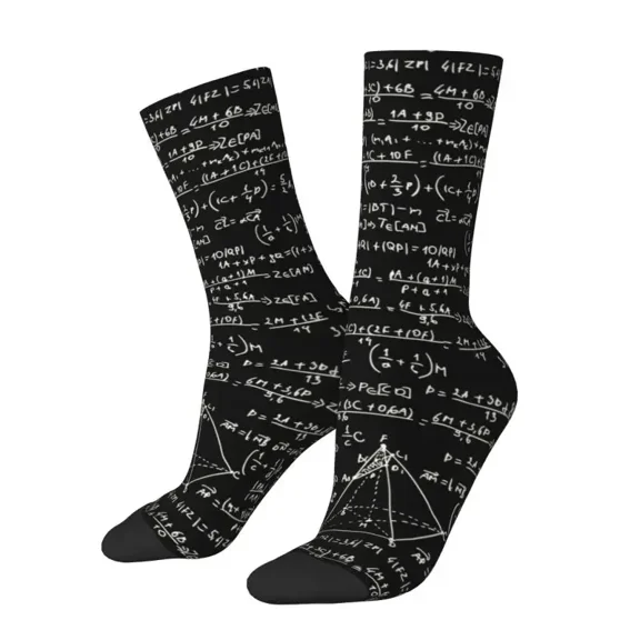 Novelty Men's Physics Equations Dress Socks Warm Comfortable 3D Printing Math Science Teacher Geometric Gift Crew