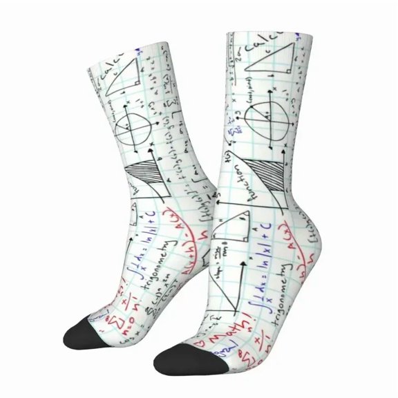 Novelty Men's Physics Equations Dress Socks Warm Comfortable 3D Printing Math Science Teacher Geometric Gift Crew