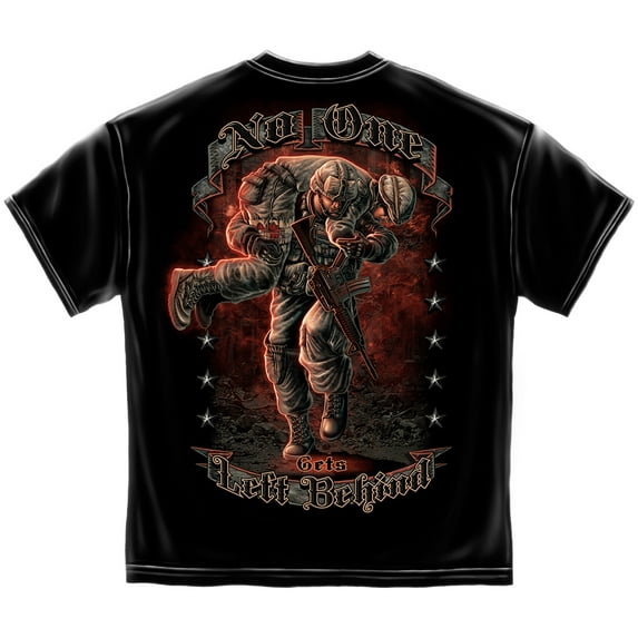 Novelty Men's Soldier No One Get Left Behind T-shirt Black