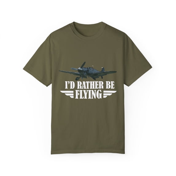 Novelty Military Aviation Aircraft Gift I'd Rather Airplanes Airplane Enthusiasts Men Women Unisex Garment-Dyed T-shirt