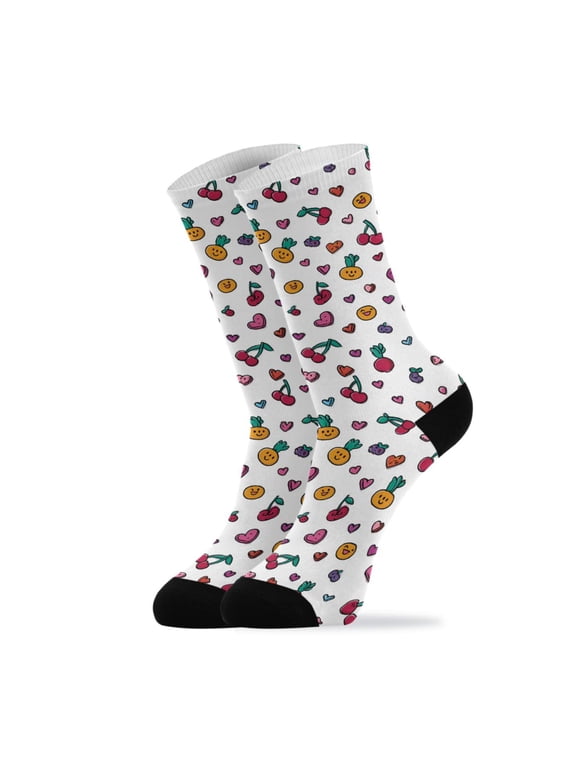 Novelty Mini Cherries Crew Socks for Women Men Soft Stretchy Breathable Unisex Casual Socks One Size Funny Crazy Gift Socks