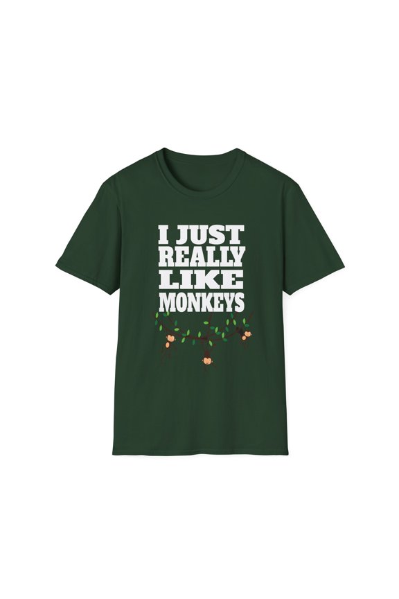 Novelty Monkey Cool Circus Animals Gift Funny Just Really Like Monkeys Graphic Men Women Unisex Softstyle T-Shirt