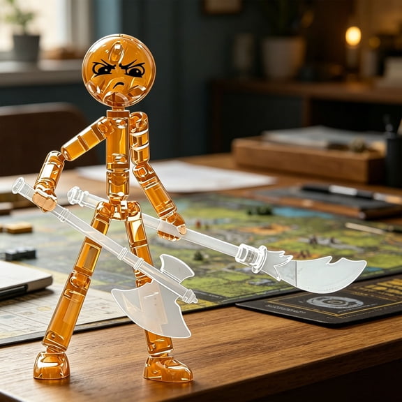 Novelty Multi- Stick Man Action Figure, Luminous Multi-Jointed Figures With Replaceable Weapon,Create Stop Motion Animation For Desktop Best Birthday Festival Gift orange