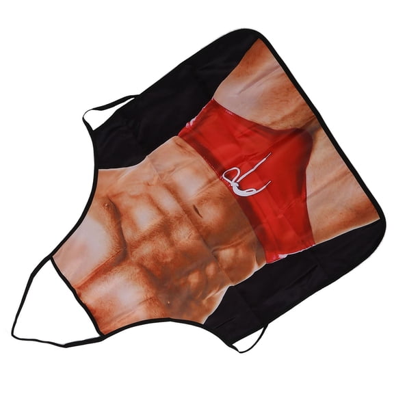 Novelty Muscle Pattern Polyester Apron for Men Women Kitchen Cooking BBQ Baking