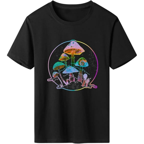 Novelty Mushroom T-Shirt Hippy Casual Short Sleeve Tee Shirts