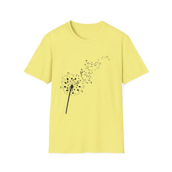 Novelty Musician Singers Composer Gift | Cool Vintage Dandelion Music Notes Graphic Men Women Unisex Softstyle T-Shirt