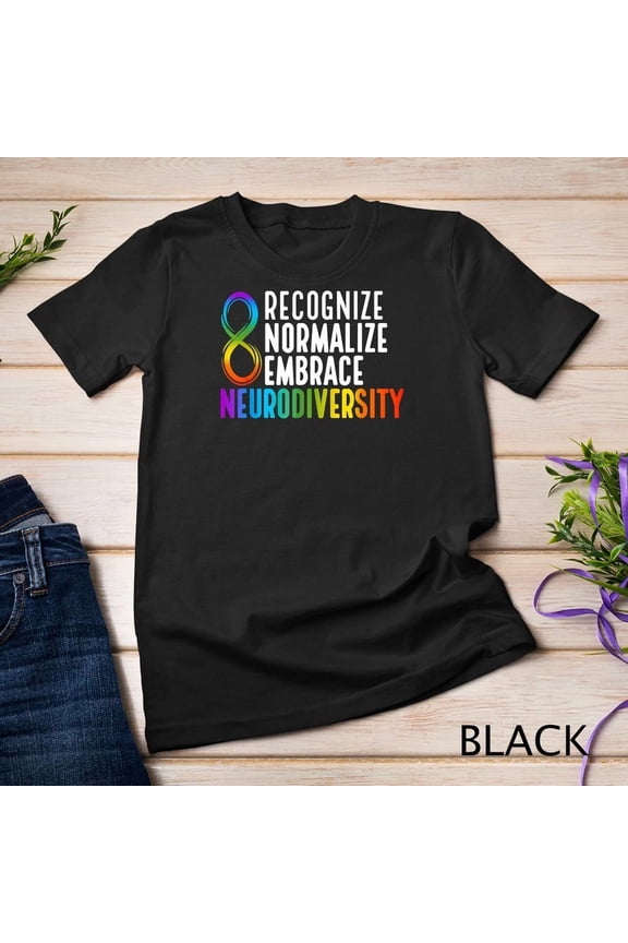 Novelty Neurodiversity Rainbow Infinity Symbol Awareness Graphic Tee Shirt,for men and women up to 5XL
