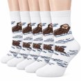 thumbnail image 1 of Novelty Otter Socks for Women & Men, 5 Pairs - Cute Crew Socks,Size 9-11, 1 of 5