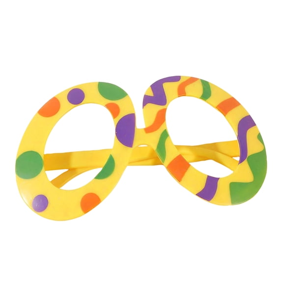Novelty Party Glasses, Yellow Polka Dot and Striped Plastic Costume Eyewear, No Lens Fun Glasses for Kids and Adults, Photo Booth Prop for Carnival, Easter Festival