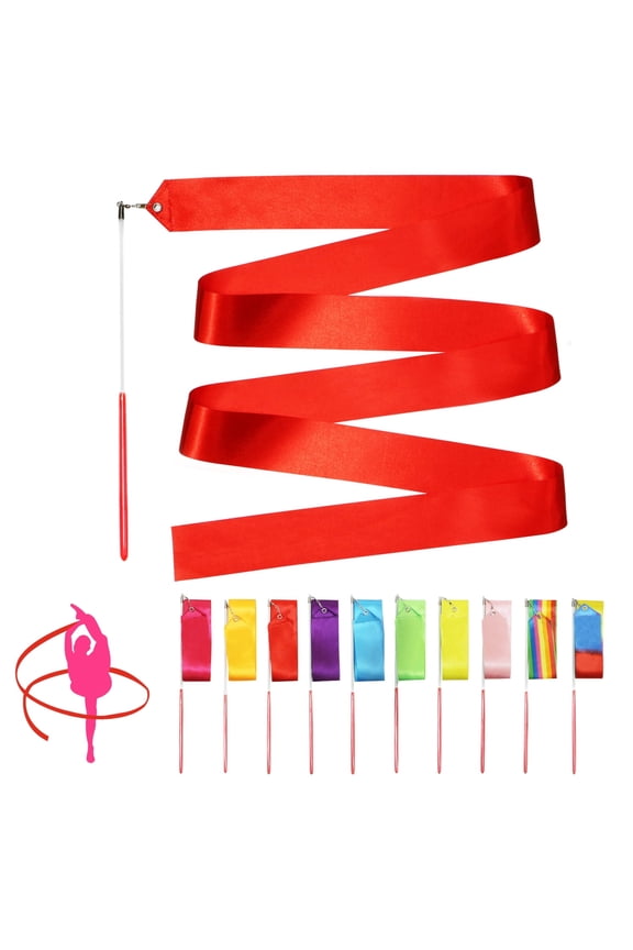 10 pcs Dance Ribbons Streamers 6.6 Ft. Unisex Kids' Gymnastics Dancing Ribbon Wands
