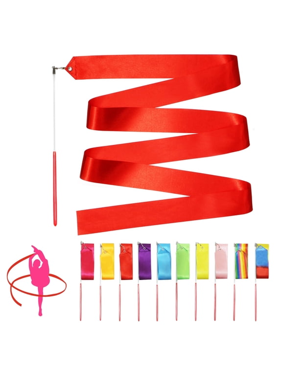 10 pcs Dance Ribbons Streamers 6.6 Ft. Unisex Kids' Gymnastics Dancing Ribbon Wands