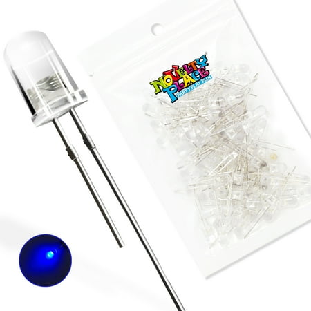 Novelty Place 100pcs 5mm White LED Diode Lights - Super Bright Clear Transparent DC 3V 20mA Light Emitting Diode LED Bulbs - DIY Science Project Electronic Components Lighting Kit (Blue Light)