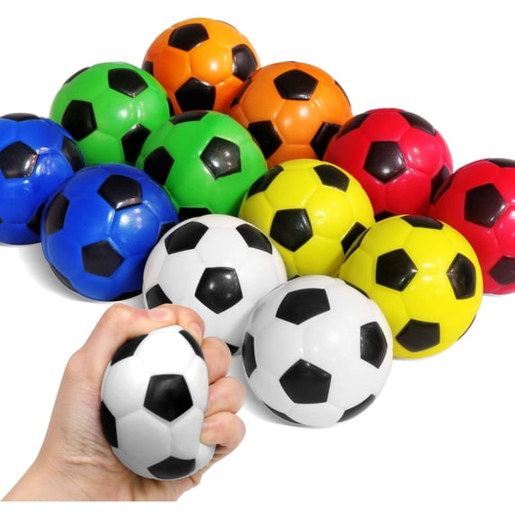 Novelty Place 12 Pack Squeezable Stress Soccers - Anti-Stress Balls for Tension Relief - Relaxation Gadgets