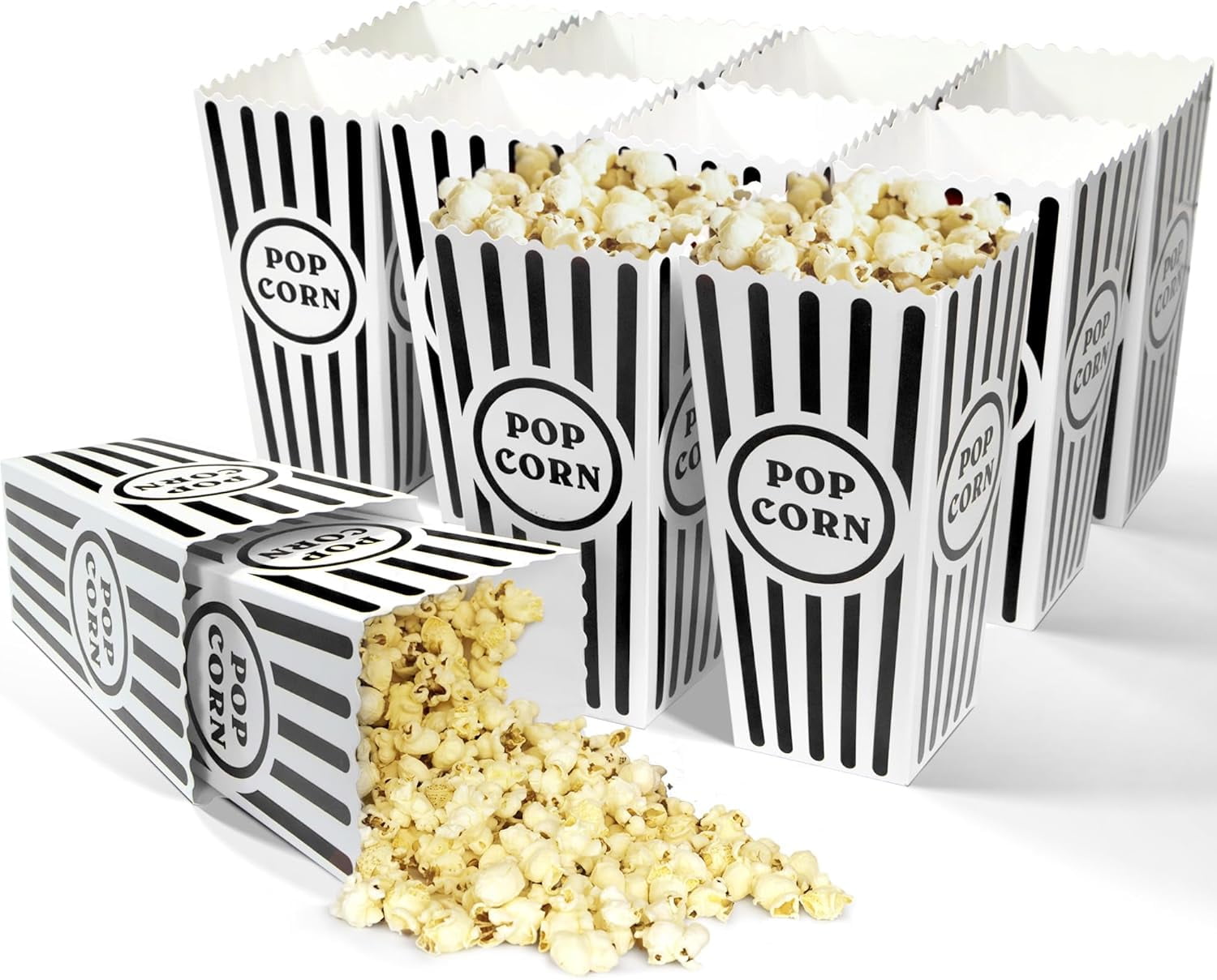 200 Pack Red & White Striped Popcorn Boxes - 1.25 Oz Close-Top Paper Containers For Movie Nights & Parties