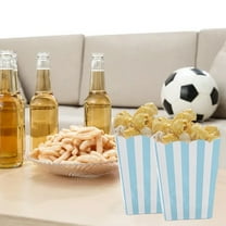 Novelty Place,12 Pcs Classic Popcorn Boxes,Popcorn Boxes,Light Blue & White Striped Cardboard Paper Popcorn Container for Family Movie Night Party,4.7 inch Tall x 2.9 Inch Square