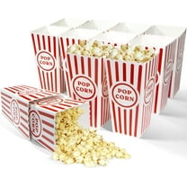 Novelty Place 12 Pcs Classic Popcorn Boxes, Red & White Striped Cardboard Popcorn Container for Family Movie Night Party - 7.8" Tall x 3.9" Square