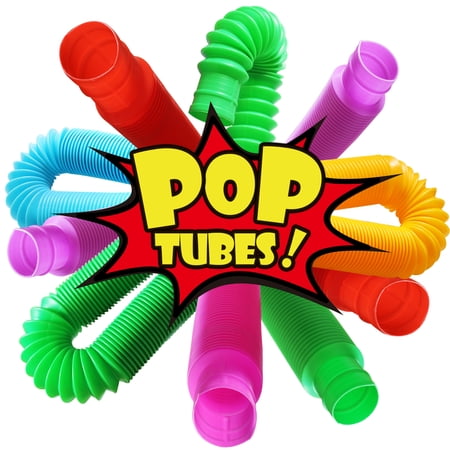 Novelty Place 6 Pack Pull & Pop Tubes Sensory Fidget Toy Sensory Educational Toys
