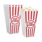 Novelty Place 8 Pcs Plastic Red & White Striped Classic Popcorn Boxes Popcorn Containers Bucket