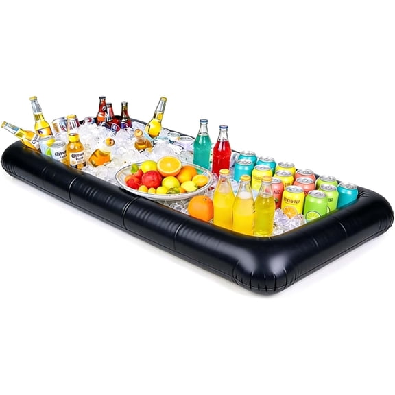 Novelty Place Black Inflatable Ice Serving Buffet Bar with Drain Plug - Black Salad Food Tray and Drinks Cooler for Party Picnic, Camping, Graduation (Pack of 1)