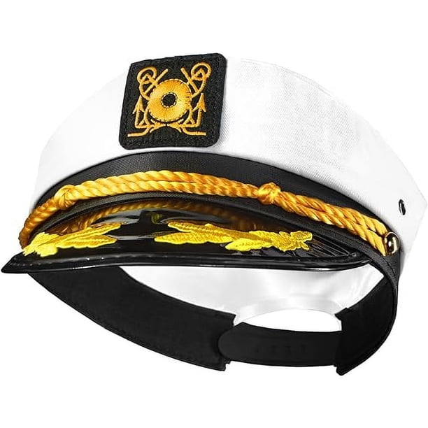 Nautical Captain\'s Hat with Gold Embroidery Amazon.com: Chiclinco Black Admiral Captain Yacht Hat, Gold  main image 2