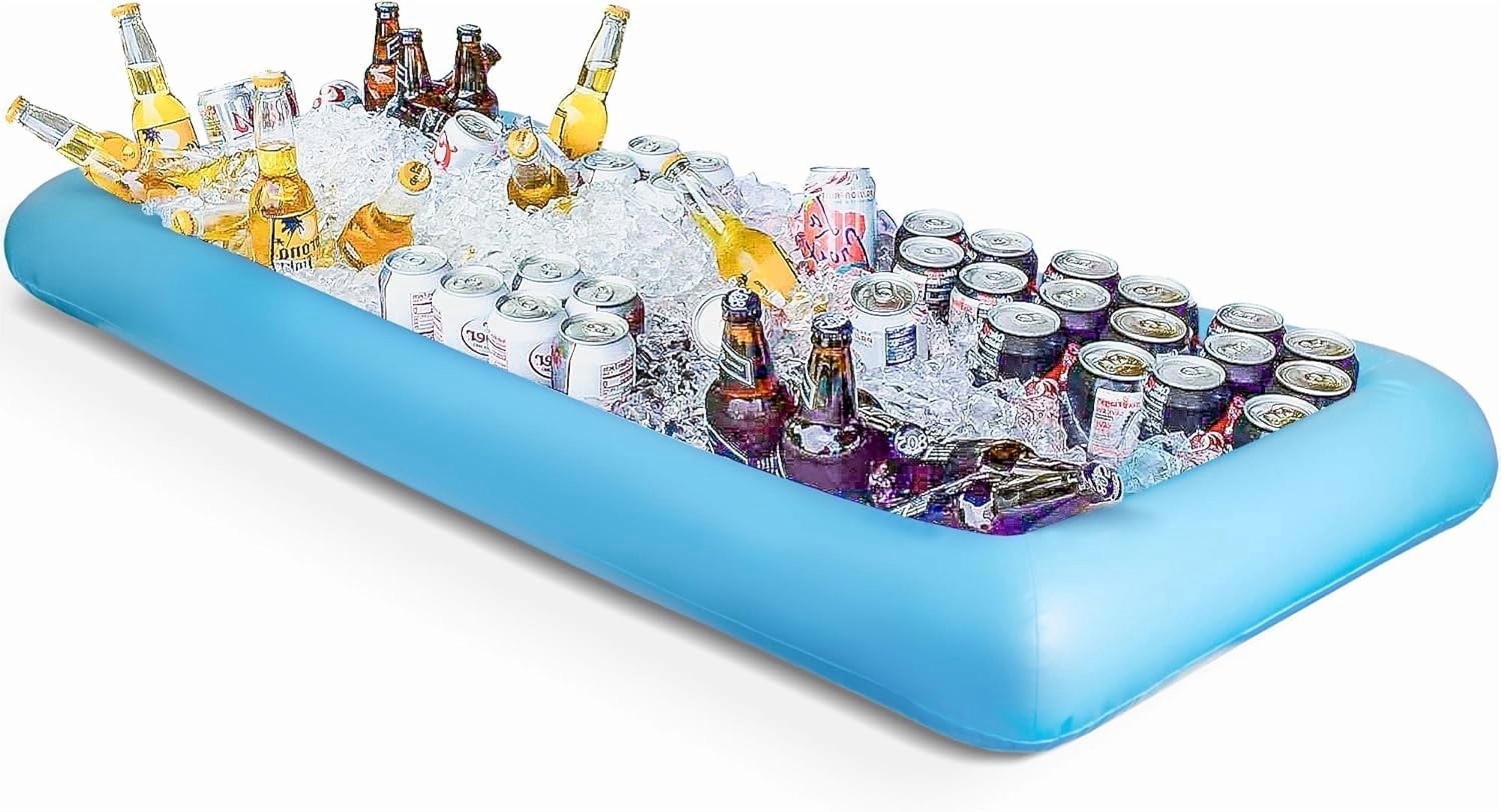 Novelty Place Inflatable Ice Serving Buffet Bar with Drain Plug - Blue Salad Food Tray and Drinks Cooler for Party Picnic & Camping