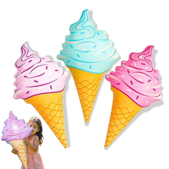Novelty Place Pack of 3 Giant Inflatable Ice Cream Cone for Summer Party, Swimming Pool, Beach, Birthday, and Outdoor Decorations