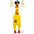 thumbnail image 1 of Novelty Place Pirate Style Squawking Chicken Dog Toys - 12 Inches Yellow Squeeze Squeaky and Screaming Chicken for Pets or Kids, 1 of 6