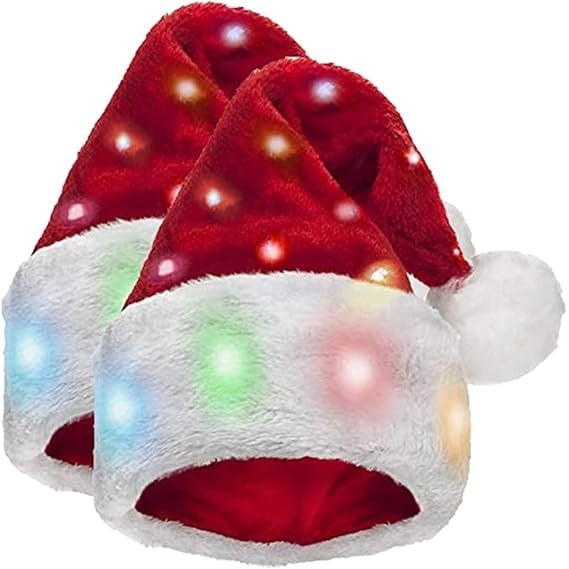 Novelty Plush Santa Hat Light Up, Funny Christmas Hats for Kids