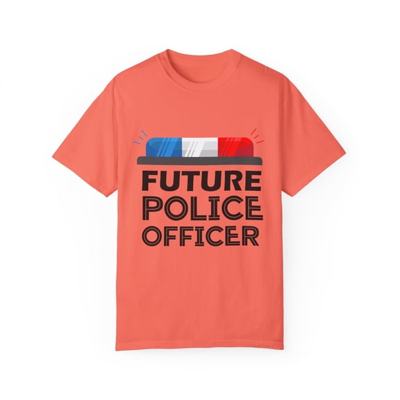 Novelty Police Outfit Kids Party Costume Sheriff Enthusiast Humorous Child County Officer Fan Patrol Lover Unisex Garment-Dyed T-shirt