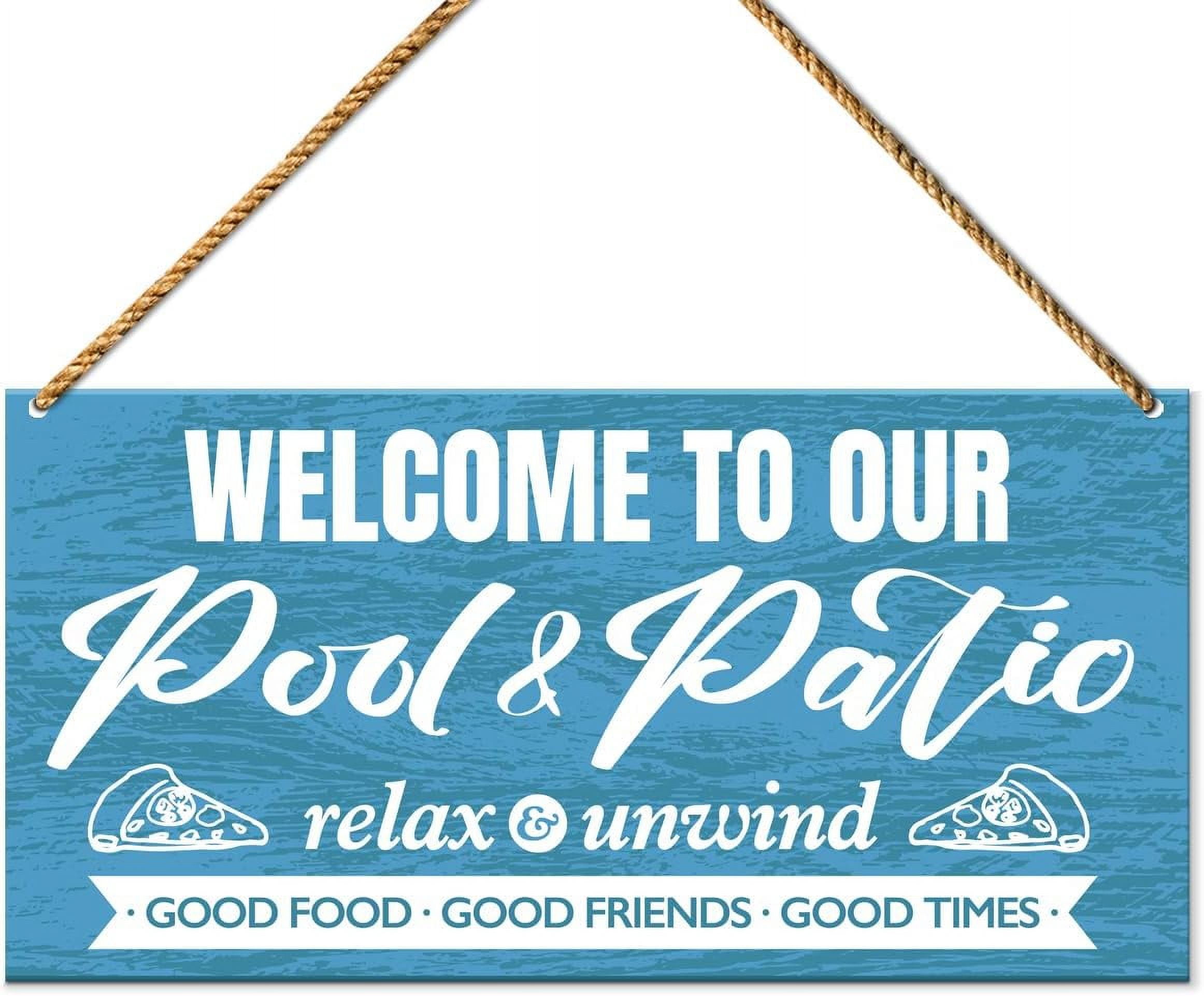 Novelty Pool & Patio Wood Sign Welcome Sign for Patio Front Back Porch ...