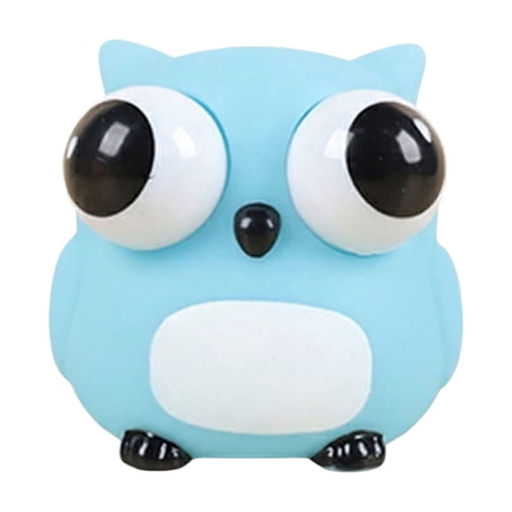 Novelty Pop Out Eye Owl Animal Figurine Creative Desktop Decor Playful Hand Exerciser To-y for office Party Favor Goodie Bag Filler Festive Celebration, Blue