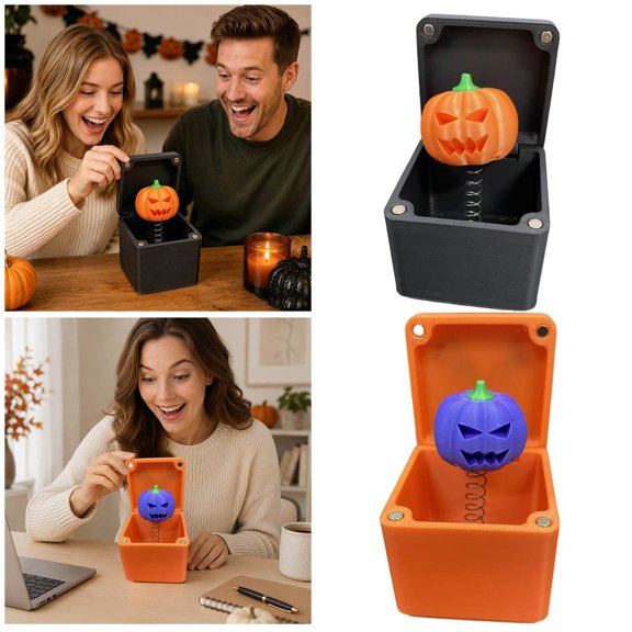 Novelty Pop Up Spring Pumpkin Storage Box Halloween Table Decor Jack O Lantern Figurine Light Fun Seasonal Prop for Fall Holiday House Party Dining Table Display