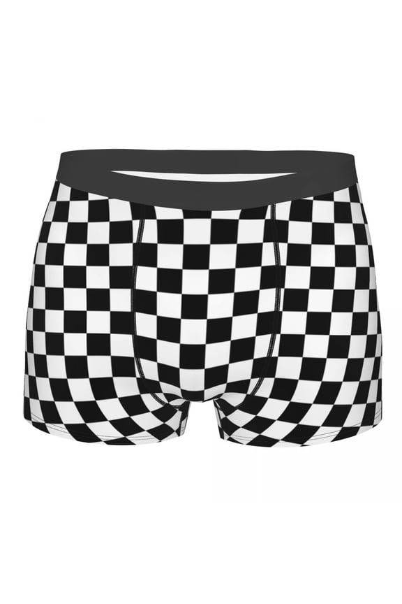 Novelty Popular Fashion Checkered Plaid Geometric Pattern Boxers Shorts Panties Men's Underpants Comfortable Briefs Underwear