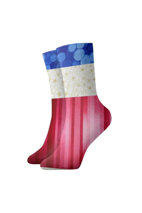 Novelty Printed Ankle Socks for Women Men Art French Flag Quarter Socks