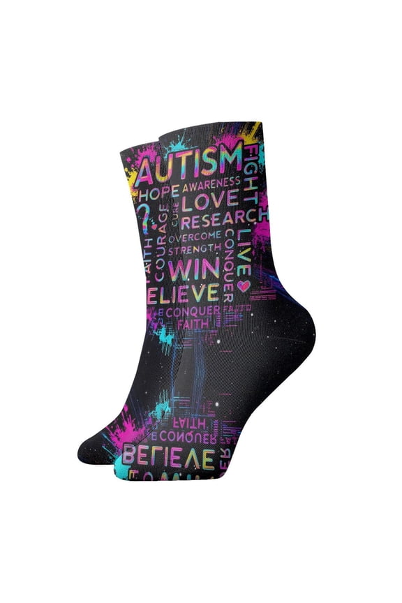 Novelty Printed Ankle Socks for Women Men Autism Awareness Patterm Quarter Socks