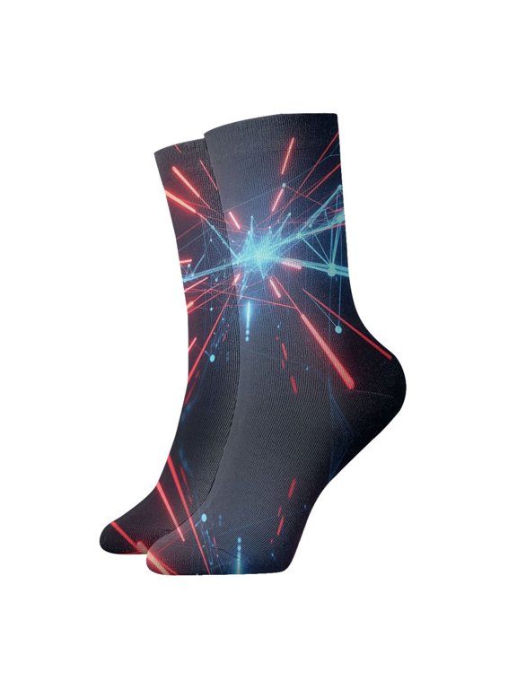 Novelty Printed Ankle Socks for Women Men Digital World Blockchain Quarter Socks