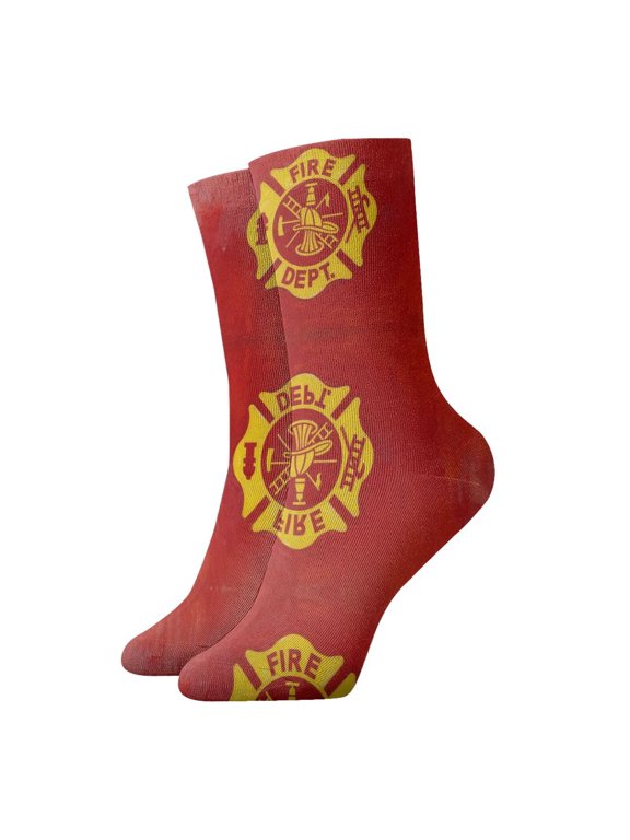 Novelty Printed Ankle Socks for Women Men Fire Fighters Fire Department Quarter Socks