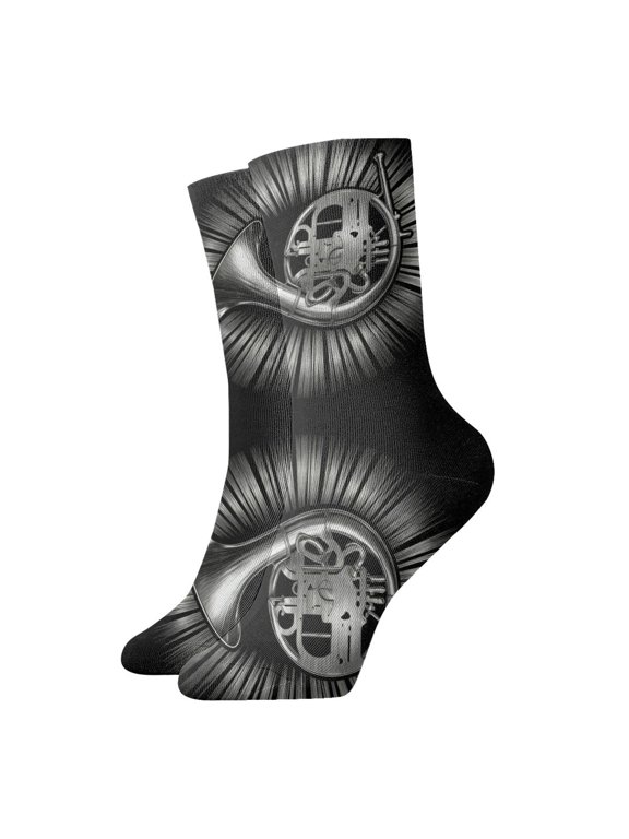 Novelty Printed Ankle Socks for Women Men French Horn Music Art Quarter Socks