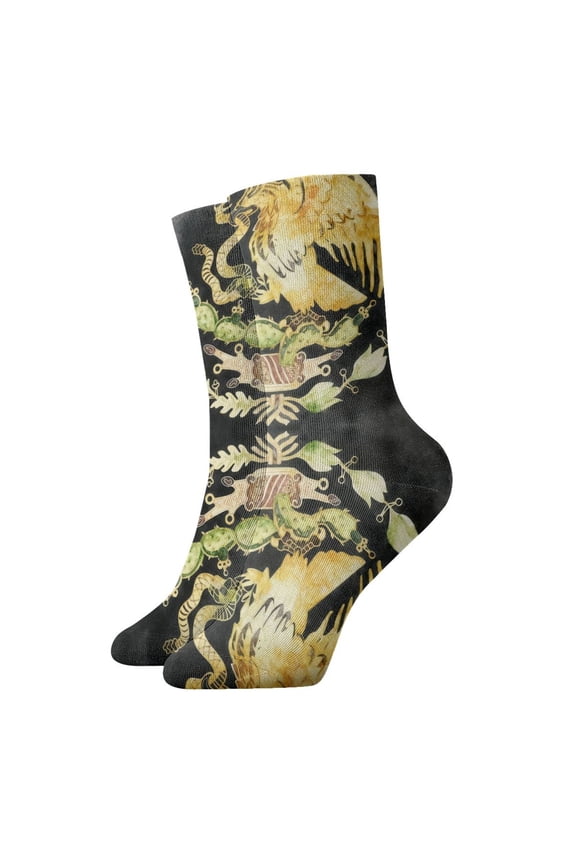 Novelty Printed Ankle Socks for Women Men Gold Mexican Quarter Socks