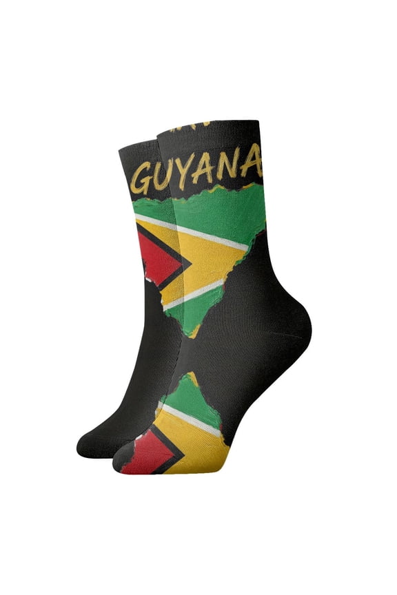 Novelty Printed Ankle Socks for Women Men Golden Guyana Flag Quarter Socks