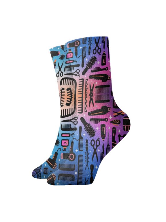 Novelty Printed Ankle Socks for Women Men Hairdresser Hairstylist Quarter Socks