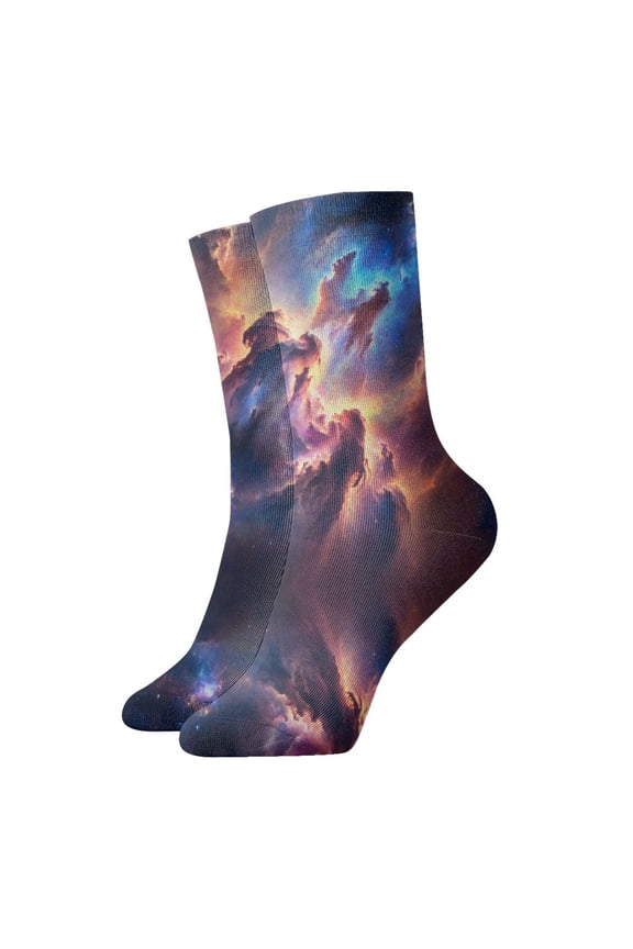 Novelty Printed Ankle Socks for Women Men Nebula Galaxy Pattern Quarter Socks