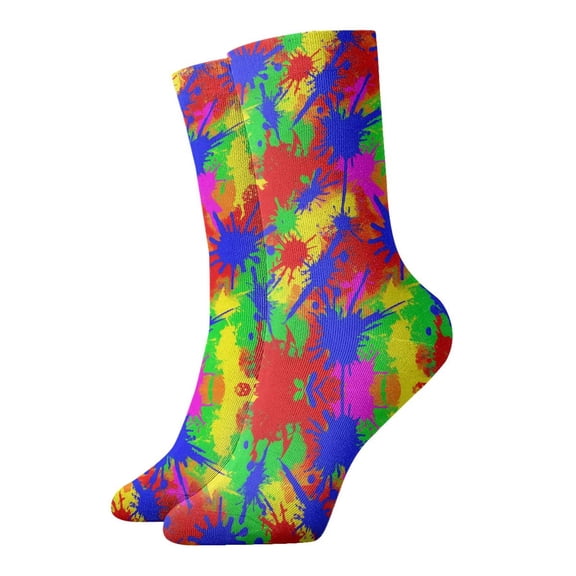 Novelty Printed Ankle Socks for Women Men Paint Splatter Grunge Quarter Socks