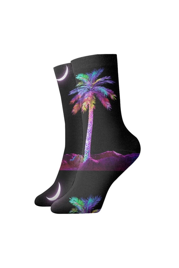 Novelty Printed Ankle Socks for Women Men Palmetto Tree Tie Dye Quarter Socks