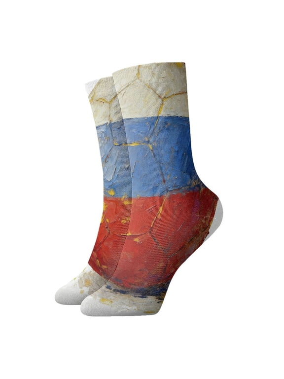 Novelty Printed Ankle Socks for Women Men Russian-Soccerball Quarter Socks