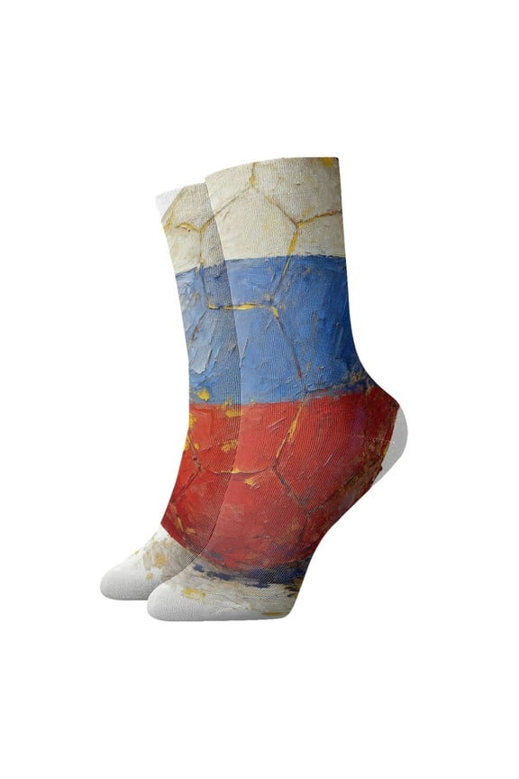 Novelty Printed Ankle Socks for Women Men Russian-Soccerball Quarter Socks