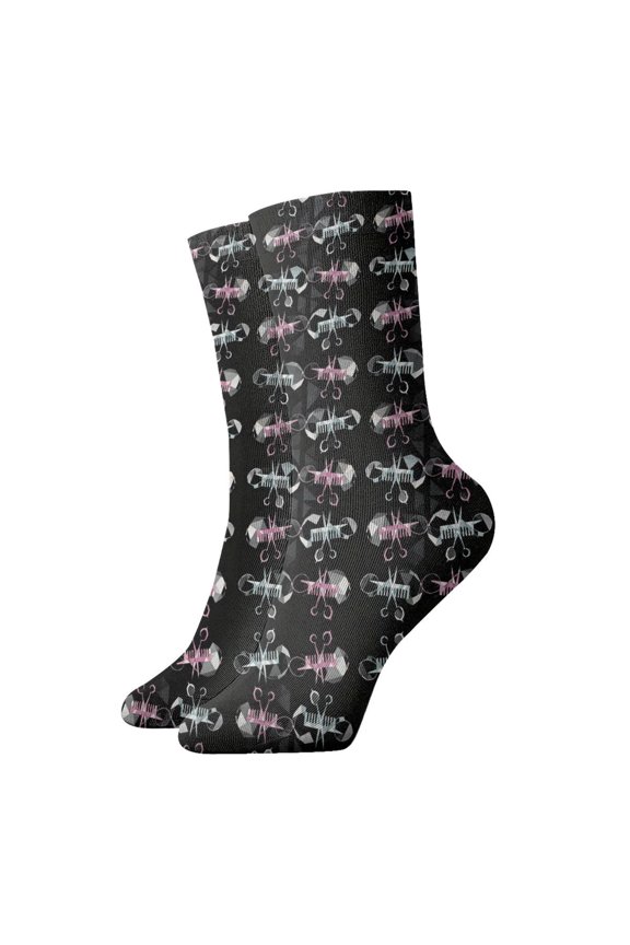 Novelty Printed Ankle Socks for Women Men Scissors And Comb Hair Stylist Salon Quarter Socks