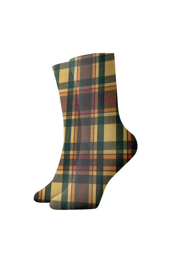 Novelty Printed Ankle Socks for Women Men Tartan Plaid Scottish Quarter Socks