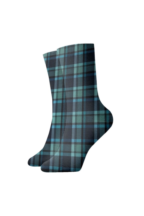 Novelty Printed Ankle Socks for Women Men Vintage Tartan Plaid Print Quarter Socks